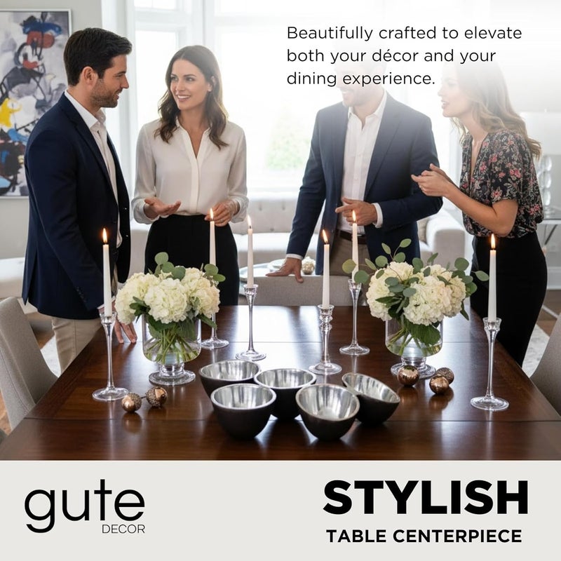 Gute 5 Cluster Decorative Bowls Dark Matte Bronze/Black & Chrome Silver Snack Tray Bowl Chip & Dip Serving Piece Strong Centerpiece Beautiful Room Accent & Entertaining Parties Home Decor Wedding Gifts 15" - Image 3